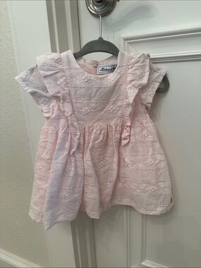 Tartine et Chocolat Pale Pink Eyelet Dress for Girls